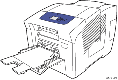 O gráfico ilustra como inserir papel na Bandeja 1.