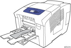 O gráfico ilustra como inserir envelopes na Bandeja 1.